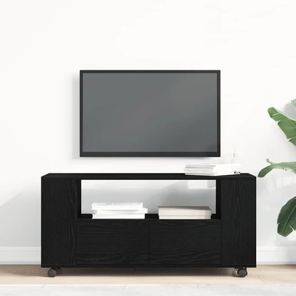 Meuble TV vidaXL sur roulettes noir aspect chêne 102x34,5x43cm