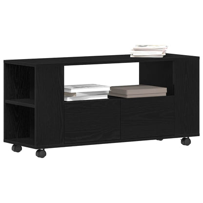 Meuble TV vidaXL sur roulettes noir aspect chêne 102x34,5x43cm