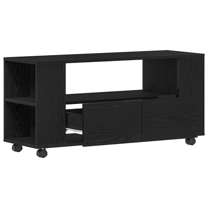 Meuble TV vidaXL sur roulettes noir aspect chêne 102x34,5x43cm