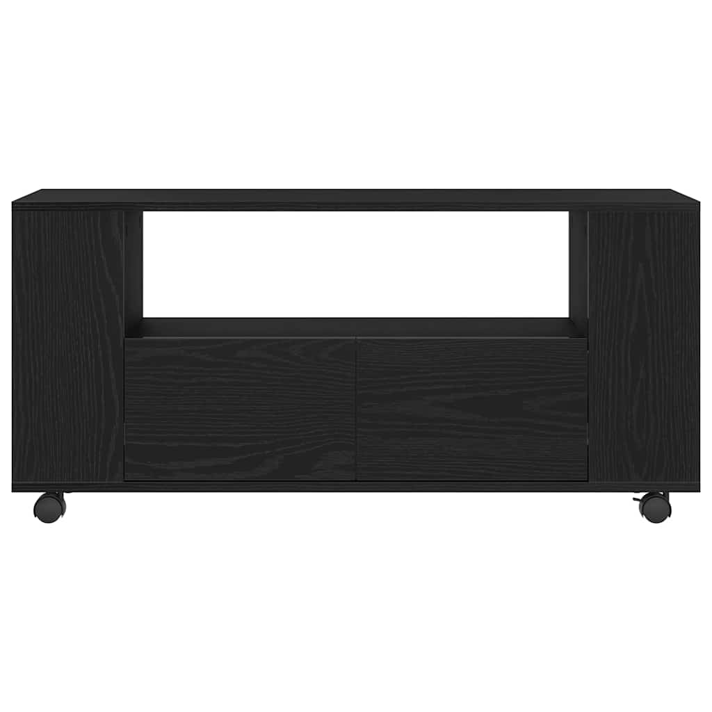 Meuble TV vidaXL sur roulettes noir aspect chêne 102x34,5x43cm