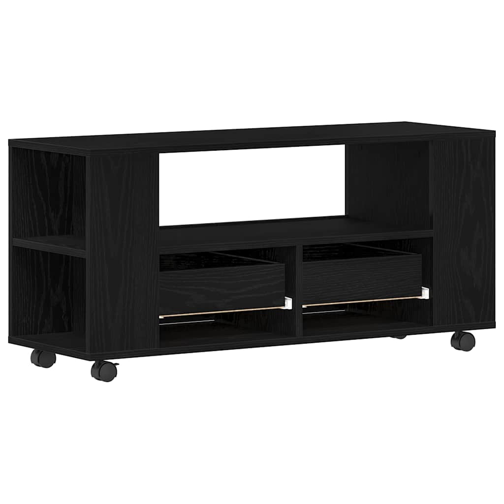 Meuble TV vidaXL sur roulettes noir aspect chêne 102x34,5x43cm