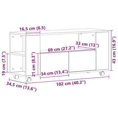 Meuble TV vidaXL sur roulettes noir aspect chêne 102x34,5x43cm