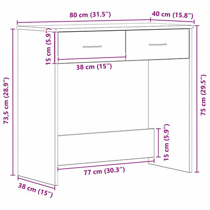 Schreibtisch Schwarz Eichen-Optik 80 x 40 x 75 cm Holzwerkstoff