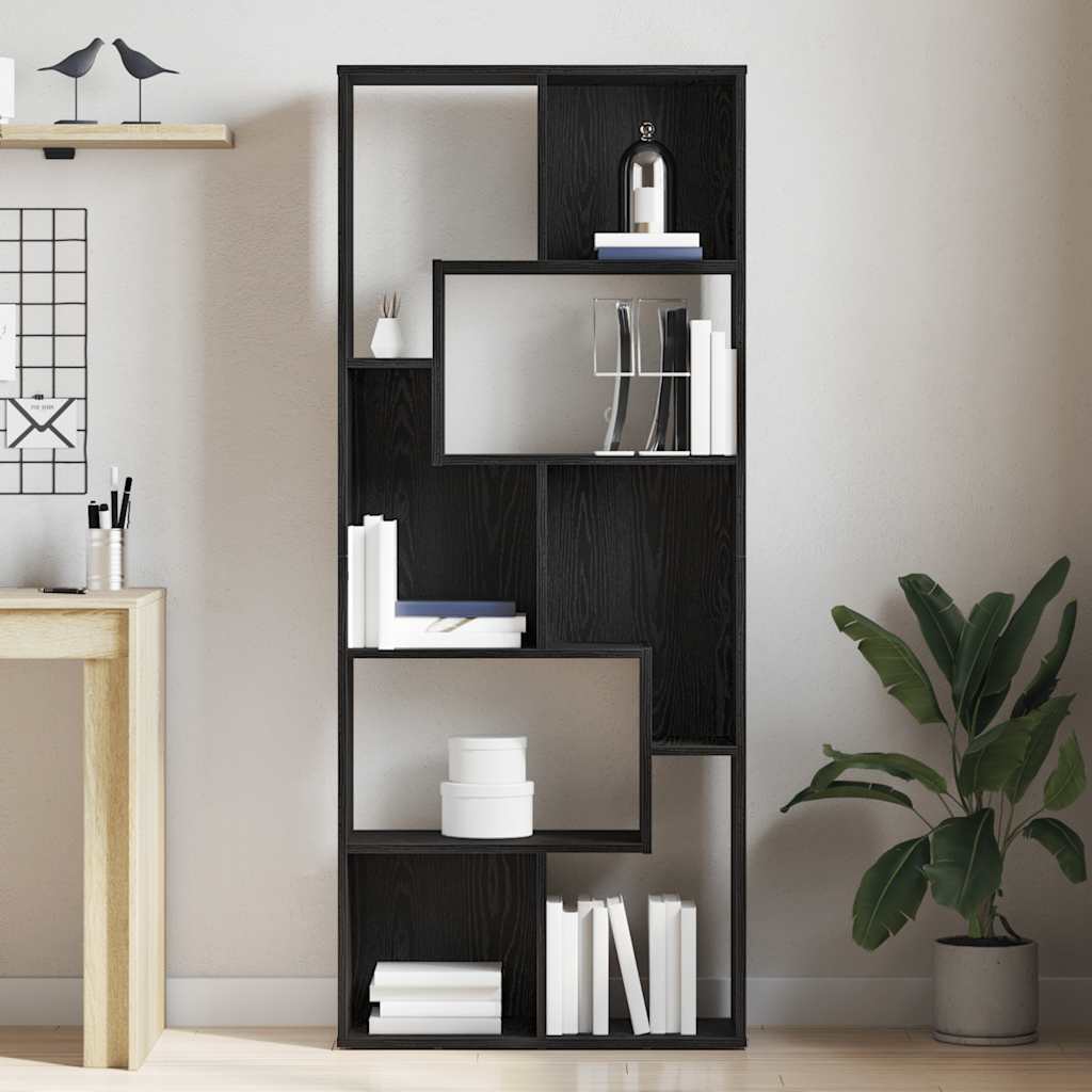 vidaXL Bücherregal Schwarz Eichen-Optik 67x24x161 cm Holzwerkstoff