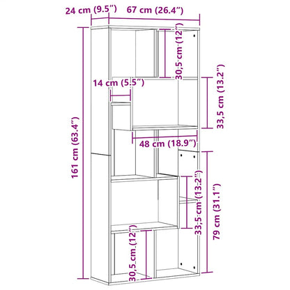 vidaXL Bücherregal Schwarz Eichen-Optik 67x24x161 cm Holzwerkstoff