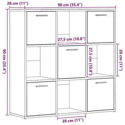vidaXL Bücherschrank Schwarz Eichen-Optik 90x28x90 cm Holzwerkstoff