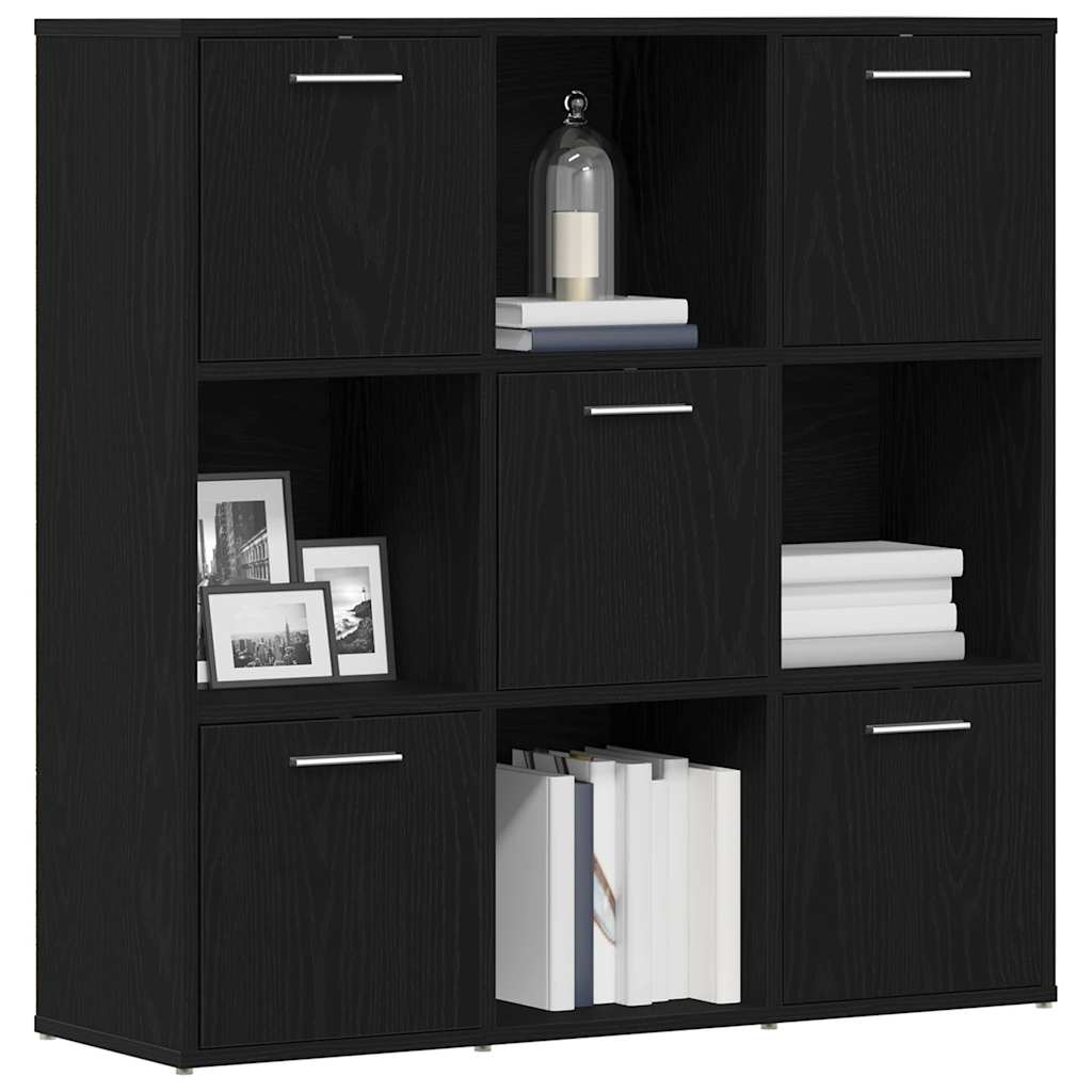 vidaXL Bücherschrank Schwarz Eichen-Optik 90x28x90 cm Holzwerkstoff