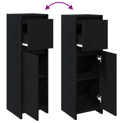 vidaXL Badezimmerschrank mit Tür Schwarz Eichen-Optik 30 x 30 x 95 cm