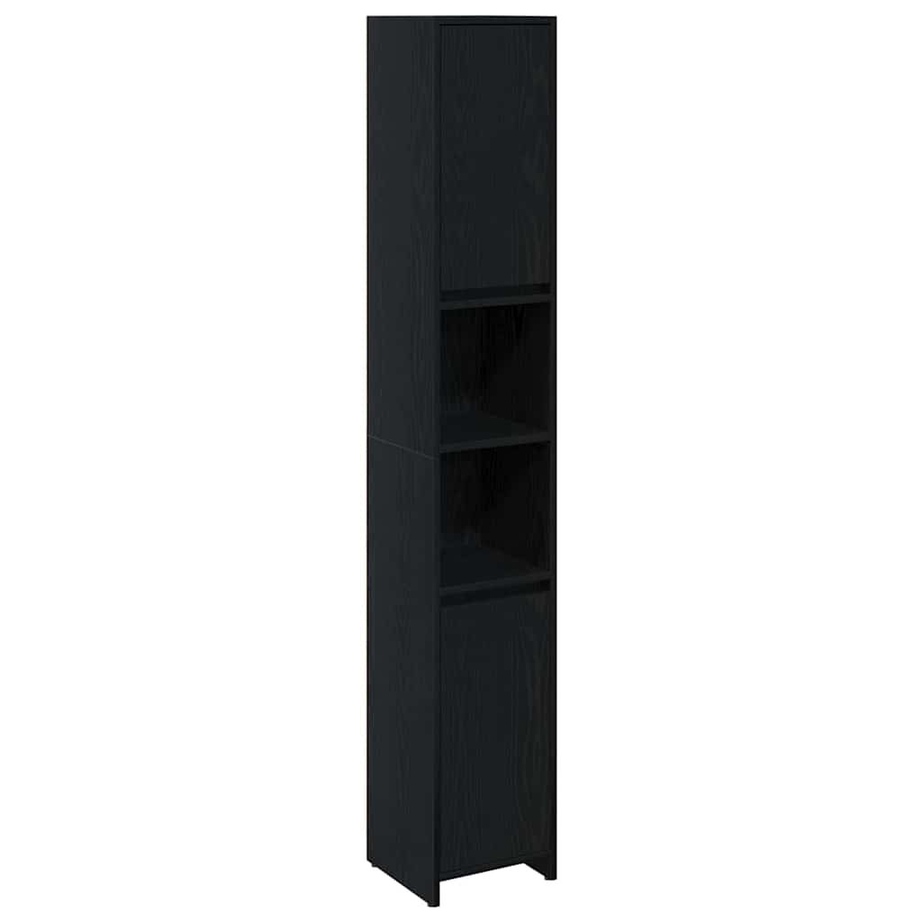 Badezimmerschrank Schwarz Eichen-Optik 30 x 30 x 183,5 cm