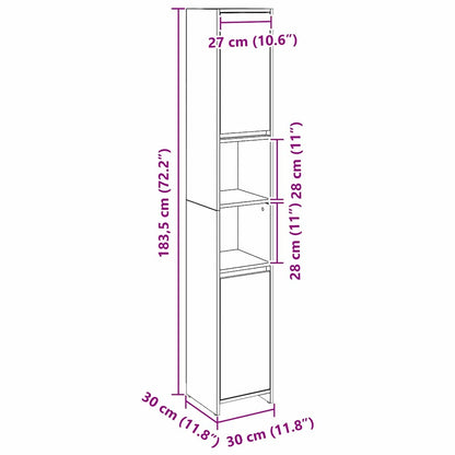 vidaXL Badezimmerschrank Schwarz Eichen-Optik 30 x 30 x 183,5 cm