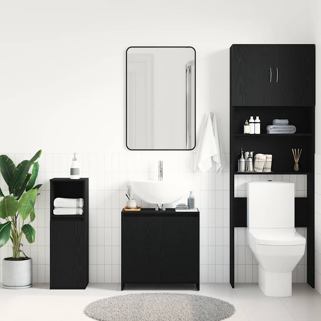 vidaXL Badschrank Schwarz Eichen-Optik 60x33x61 cm Holzwerkstoff