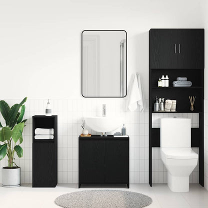 vidaXL Badschrank Schwarz Eichen-Optik 60x33x61 cm Holzwerkstoff