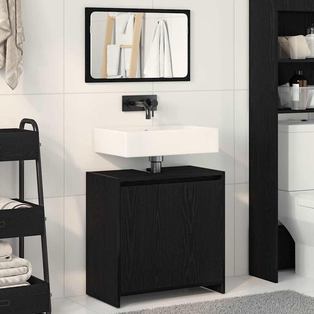 vidaXL Badezimmerschrank mit Tür Schwarz Eichen-Optik 60 x 33 x 60 cm