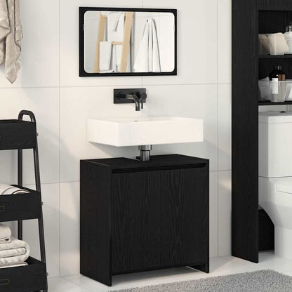 vidaXL Badezimmerschrank mit Tür Schwarz Eichen-Optik 60 x 33 x 60 cm
