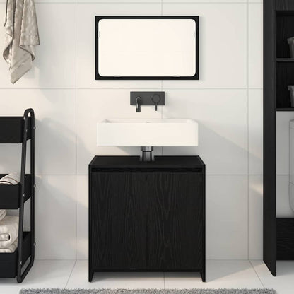 vidaXL Badezimmerschrank mit Tür Schwarz Eichen-Optik 60 x 33 x 60 cm