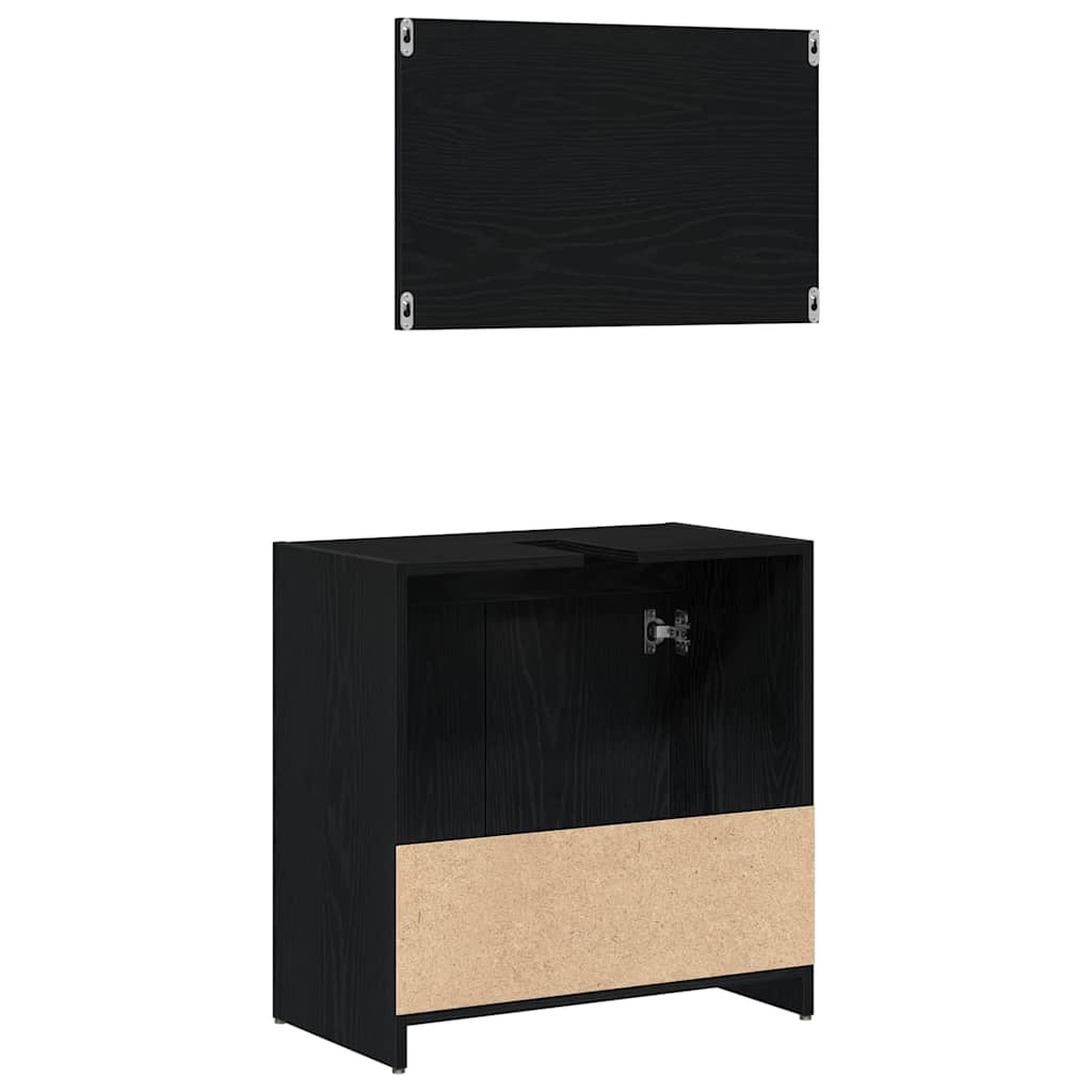 vidaXL Badezimmerschrank mit Tür Schwarz Eichen-Optik 60 x 33 x 60 cm