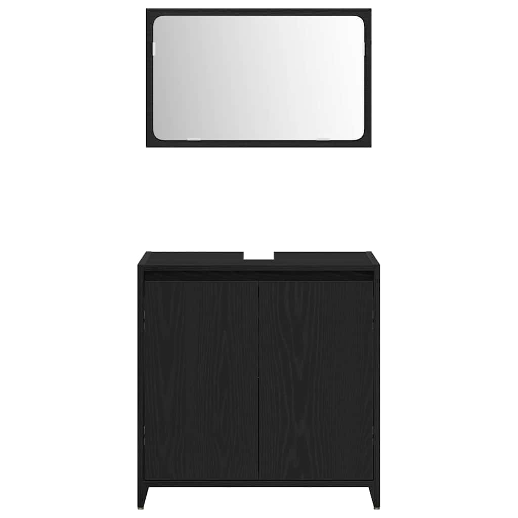 vidaXL Badezimmerschrank mit Tür Schwarz Eichen-Optik 60 x 33 x 60 cm