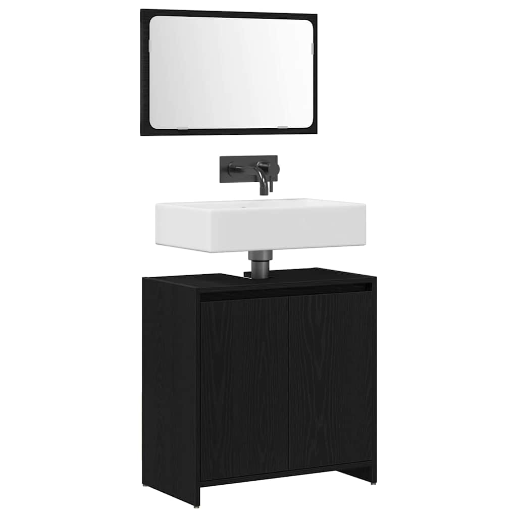 vidaXL Badezimmerschrank mit Tür Schwarz Eichen-Optik 60 x 33 x 60 cm