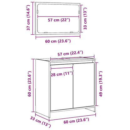vidaXL Badezimmerschrank mit Tür Schwarz Eichen-Optik 60 x 33 x 60 cm