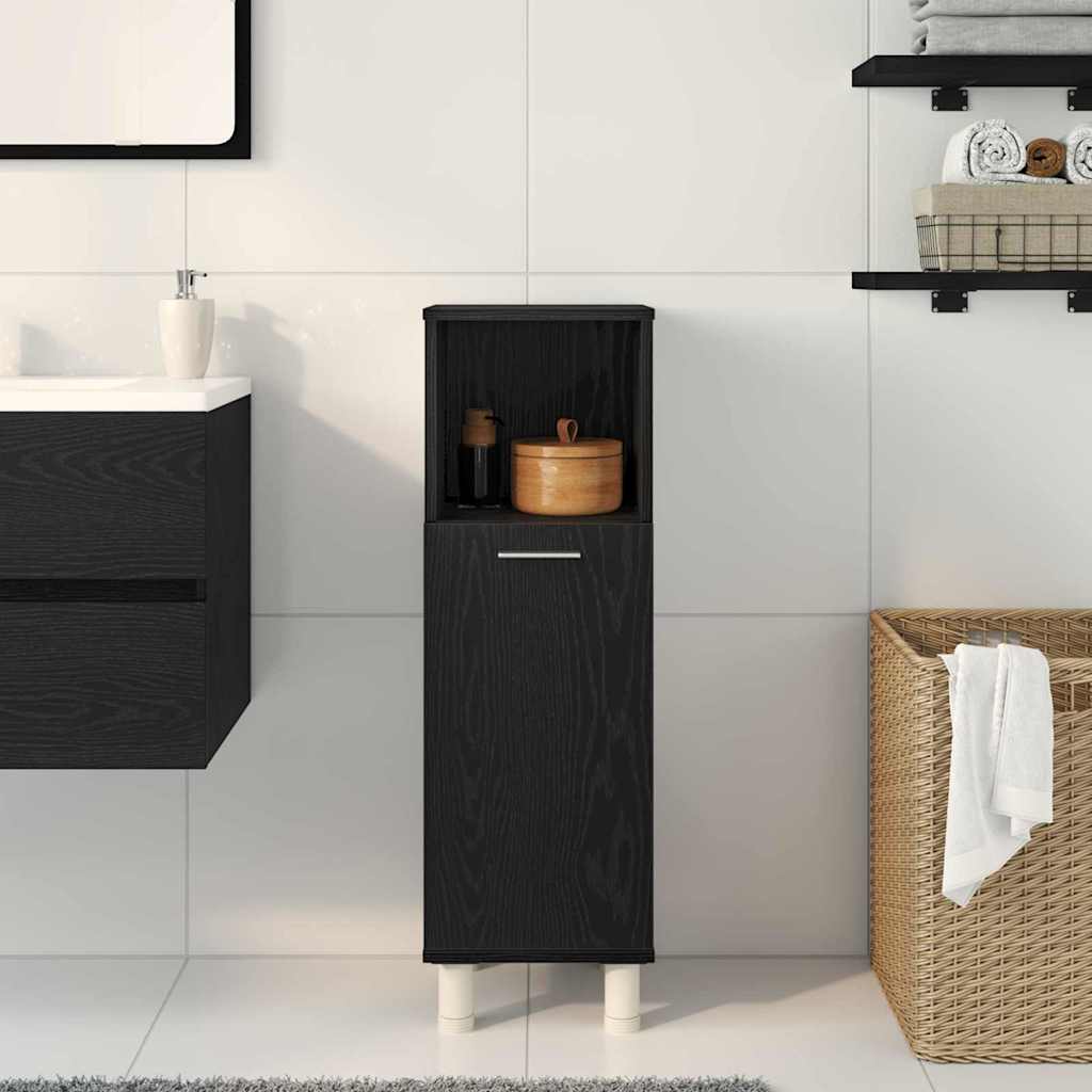 vidaXL Badezimmerschrank mit Tür Schwarz Eichen-Optik 30 x 30 x 95 cm