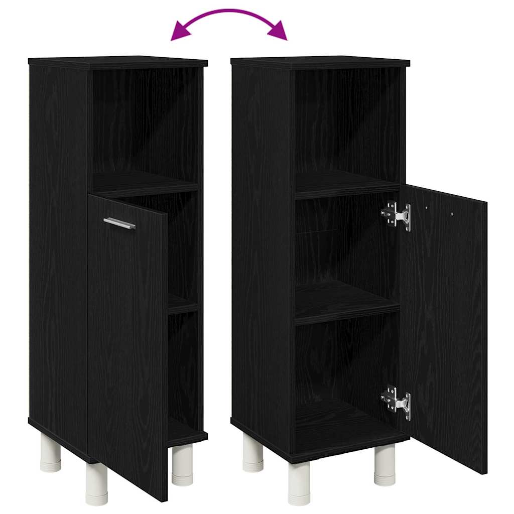 vidaXL Badezimmerschrank mit Tür Schwarz Eichen-Optik 30 x 30 x 95 cm