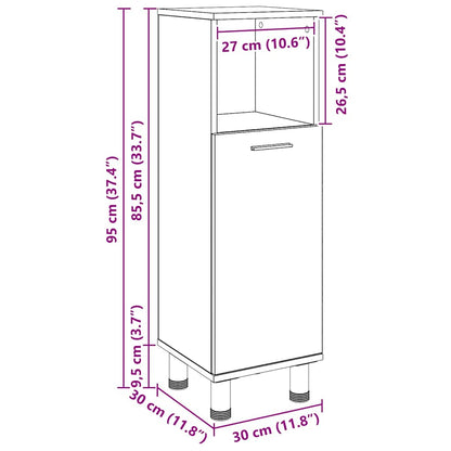 vidaXL Badezimmerschrank mit Tür Schwarz Eichen-Optik 30 x 30 x 95 cm
