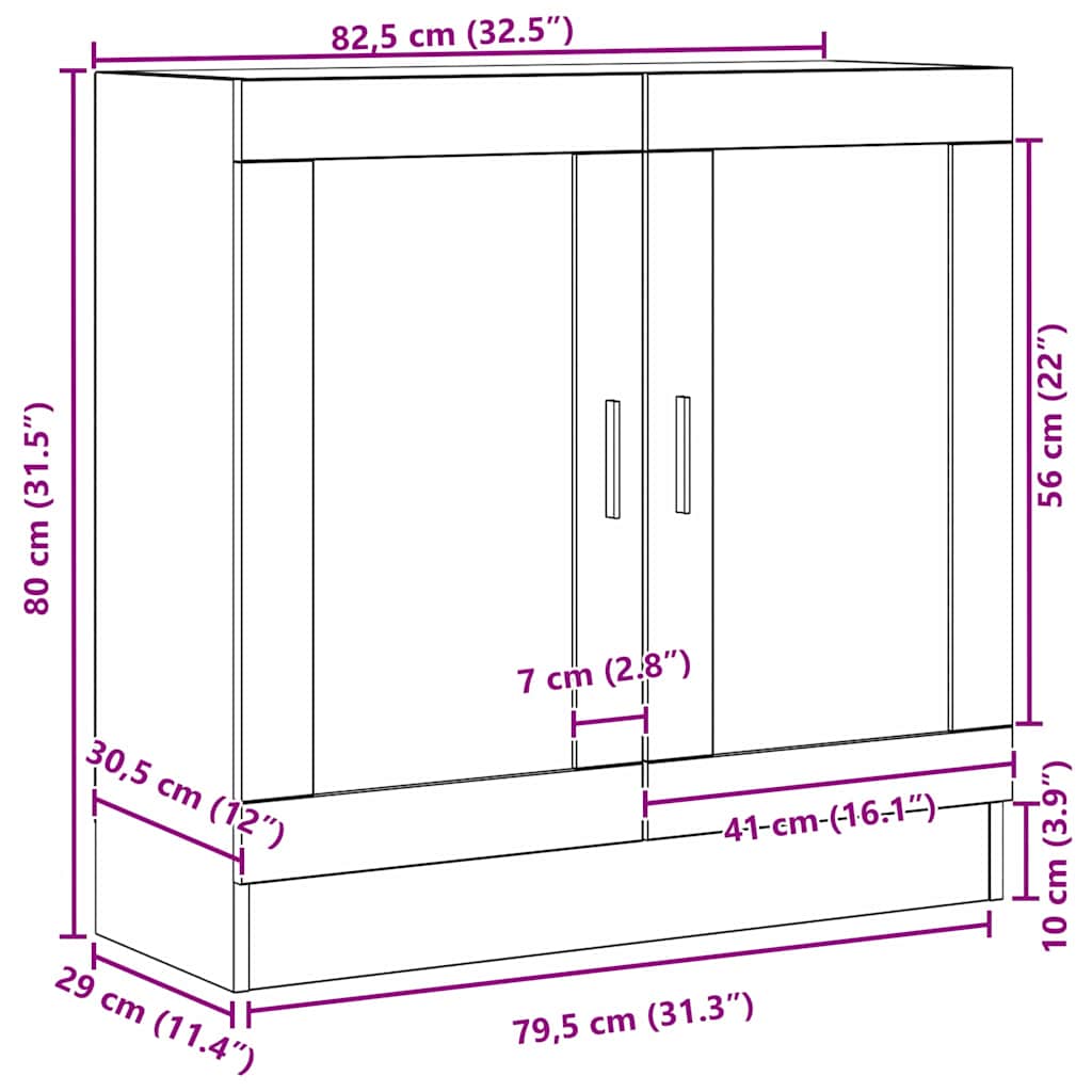 vidaXL Bücherregal Schwarz Eichen-Optik 82,5 x 30,5 x 80 cm