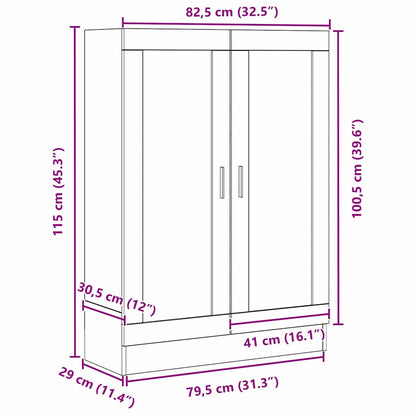 Bücherregal Schwarz Eichen-Optik 82,5 x 30,5 x 115 cm