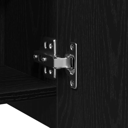 vidaXL Badezimmerspiegelschrank mit Regal mit Tür Schwarz Eichen-Optik