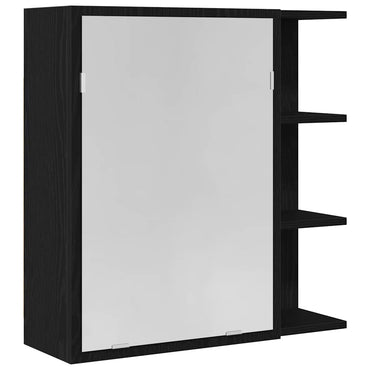 vidaXL Badezimmerspiegelschrank mit Regal mit Tür Schwarz Eichen-Optik