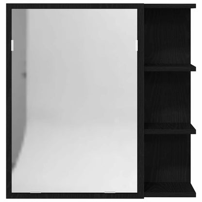 vidaXL Badezimmerspiegelschrank mit Regal mit Tür Schwarz Eichen-Optik
