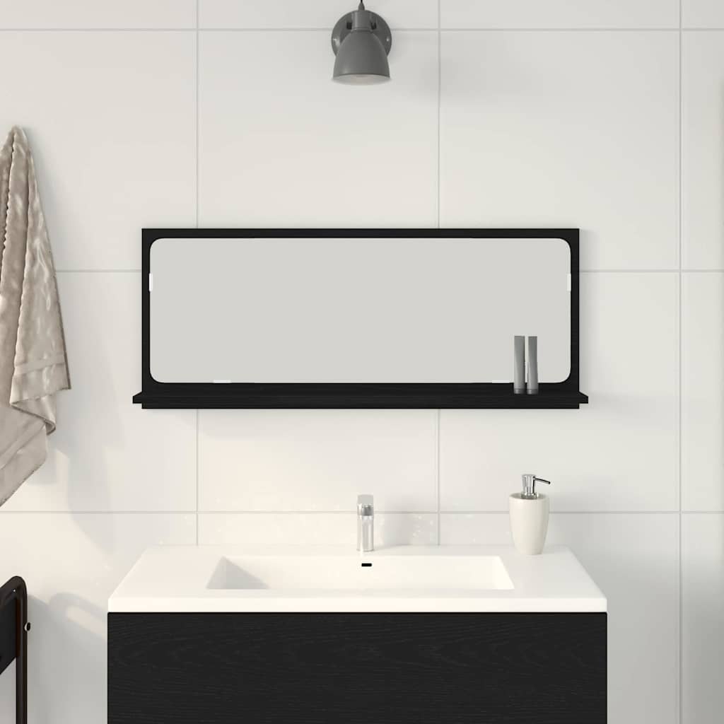 vidaXL Spiegelablage mit Regal Schwarz Eichen-Optik 90 x 10,5 x 37 cm