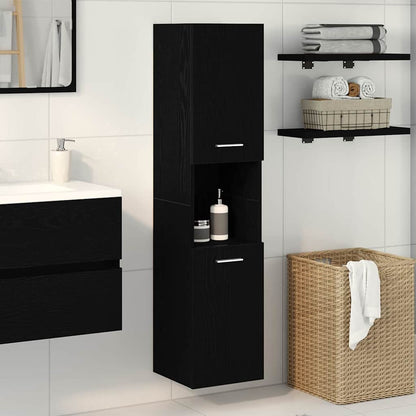 vidaXL Badezimmerschrank mit Tür Schwarz Eichen-Optik 30 x 30 x 130 cm