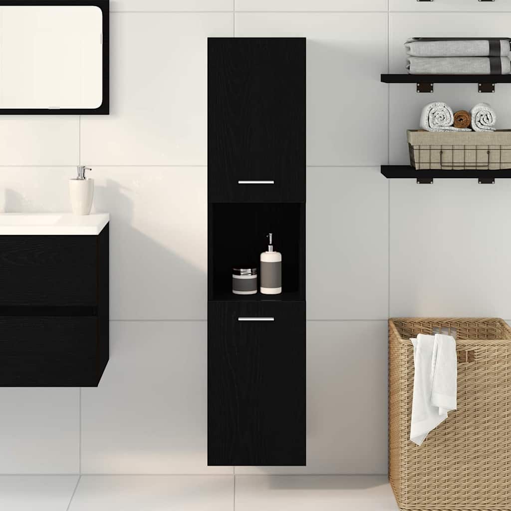 vidaXL Badezimmerschrank mit Tür Schwarz Eichen-Optik 30 x 30 x 130 cm