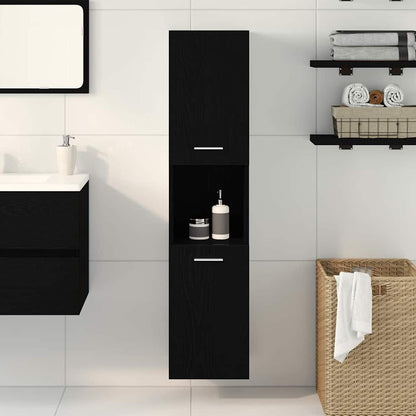 vidaXL Badezimmerschrank mit Tür Schwarz Eichen-Optik 30 x 30 x 130 cm