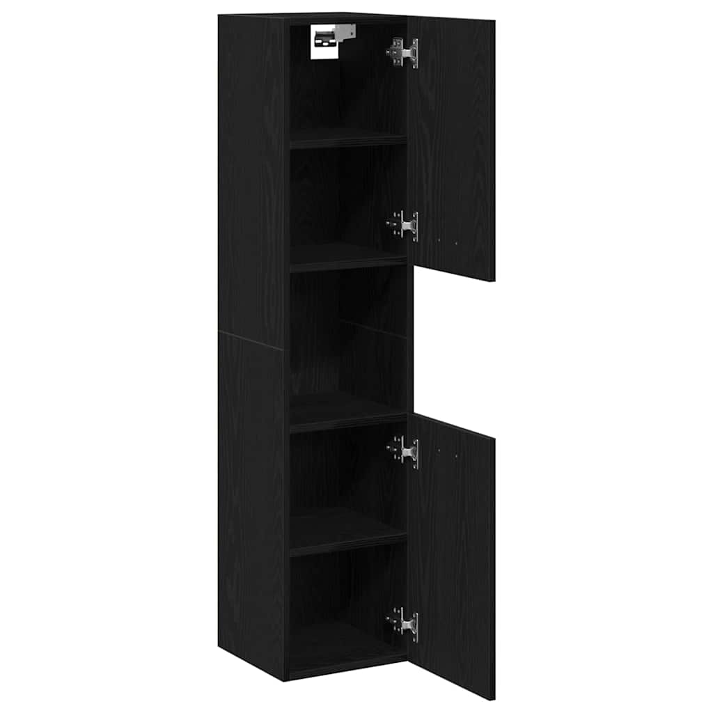 vidaXL Badezimmerschrank mit Tür Schwarz Eichen-Optik 30 x 30 x 130 cm