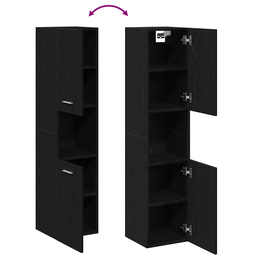 vidaXL Badezimmerschrank mit Tür Schwarz Eichen-Optik 30 x 30 x 130 cm