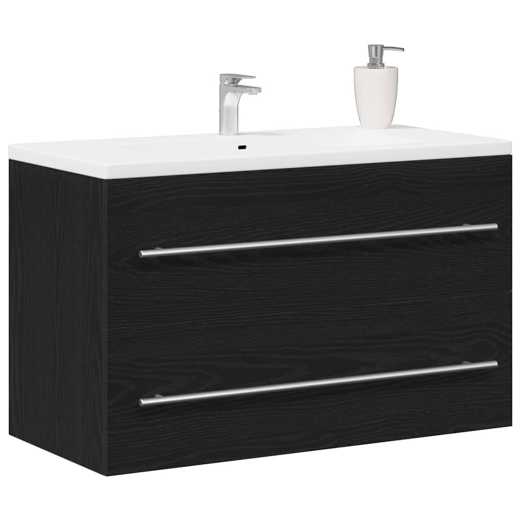 vidaXL Meuble sous-vasque chêne noir 80x38,5x48 cm bois d'ingénierie