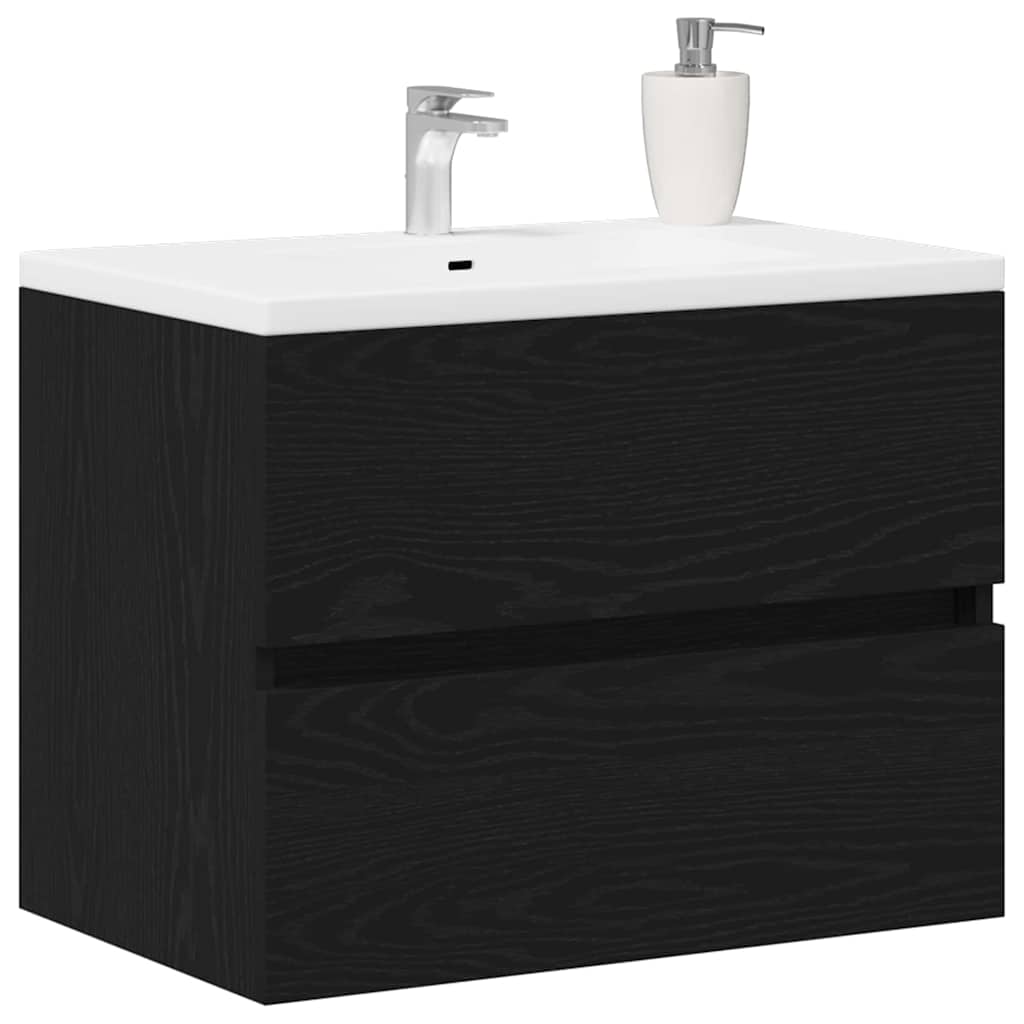vidaXL Spülbeckenschrank Schwarz Eiche 60x38,5x45 cm Holzwerkstoff