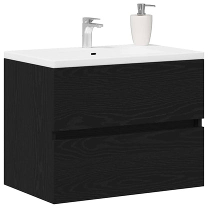 vidaXL Spülbeckenschrank Schwarz Eiche 60x38,5x45 cm Holzwerkstoff