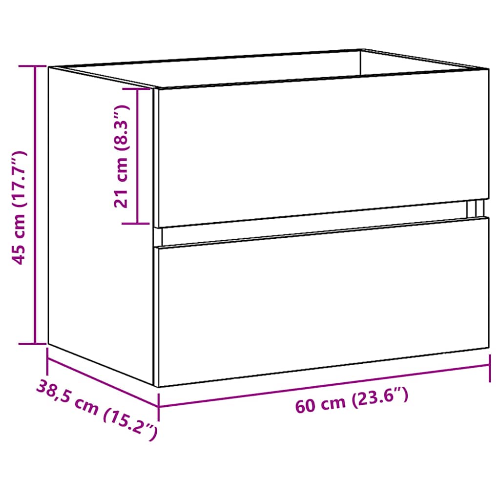 vidaXL Spülbeckenschrank Schwarz Eiche 60x38,5x45 cm Holzwerkstoff