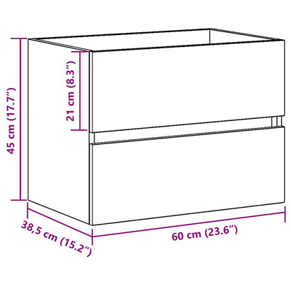 vidaXL Spülbeckenschrank Schwarz Eiche 60x38,5x45 cm Holzwerkstoff