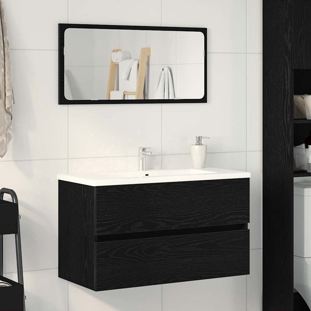 vidaXL Meuble sous-évier Noir chêne 80x38,5x45 cm Bois d'ingénierie