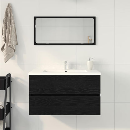 vidaXL Meuble sous-évier Noir chêne 80x38,5x45 cm Bois d'ingénierie