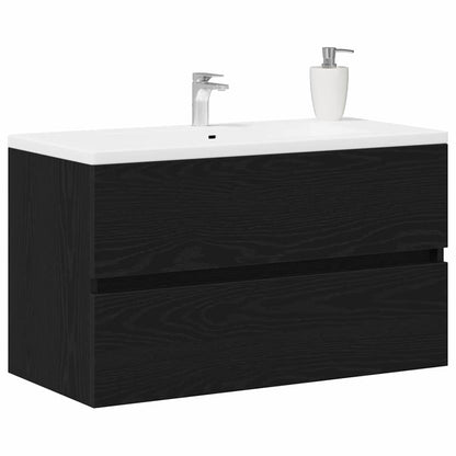 vidaXL Meuble sous-évier Noir chêne 80x38,5x45 cm Bois d'ingénierie