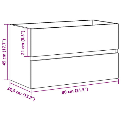 vidaXL Meuble sous-évier Noir chêne 80x38,5x45 cm Bois d'ingénierie