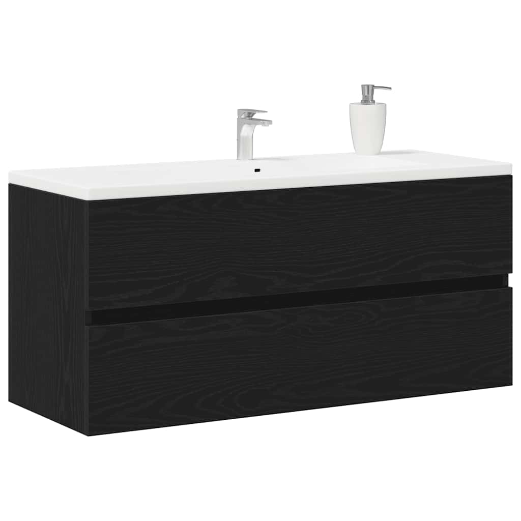 vidaXL Waschbeckenunterschrank Schwarz Eichen-Optik 100x38,5x45 cm