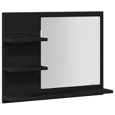 vidaXL Miroir de salle de bain noir aspect chêne 60x10,5x45 cm Bois d'ingénierie