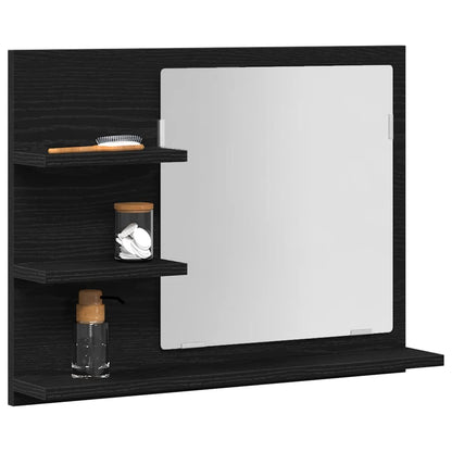 vidaXL Miroir de salle de bain noir aspect chêne 60x10,5x45 cm Bois d'ingénierie
