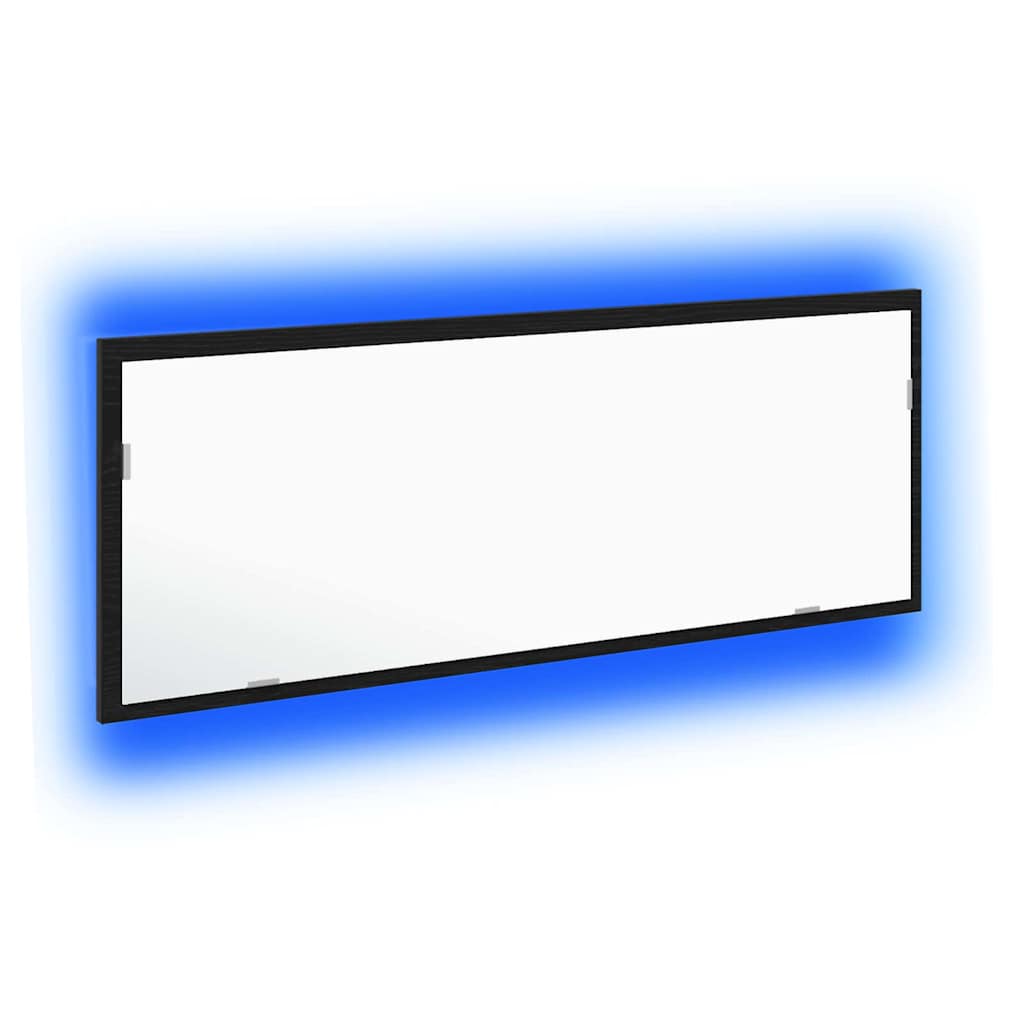 vidaXL LED-Badezimmerspiegel Schwarz Eichen-Optik 100 x 8,5 x 37 cm